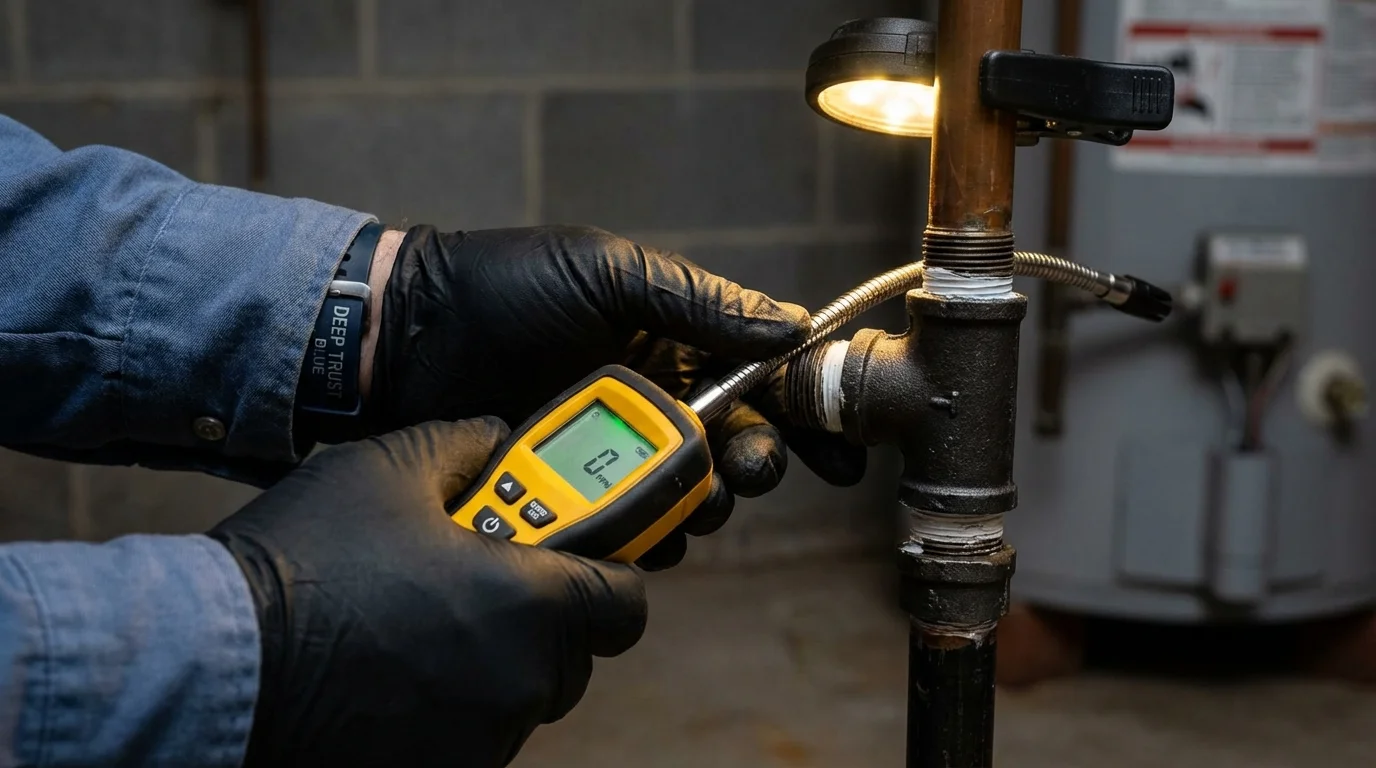 Gas leak detection with electronic sniffer by Johns Plumbing LLC in Frewsburg