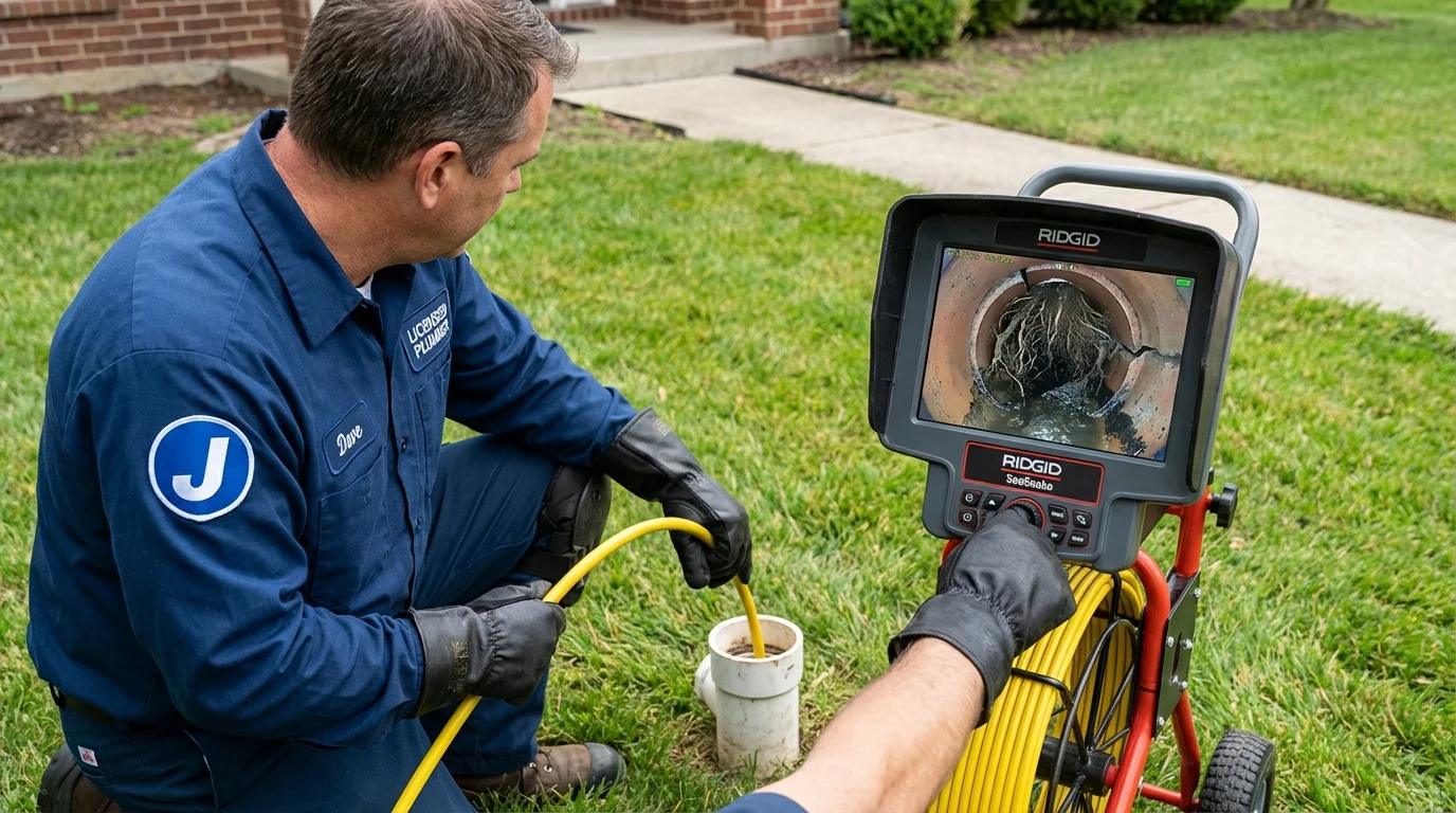 Sewer camera inspection being performed by Johns Plumbing LLC in Frewsburg