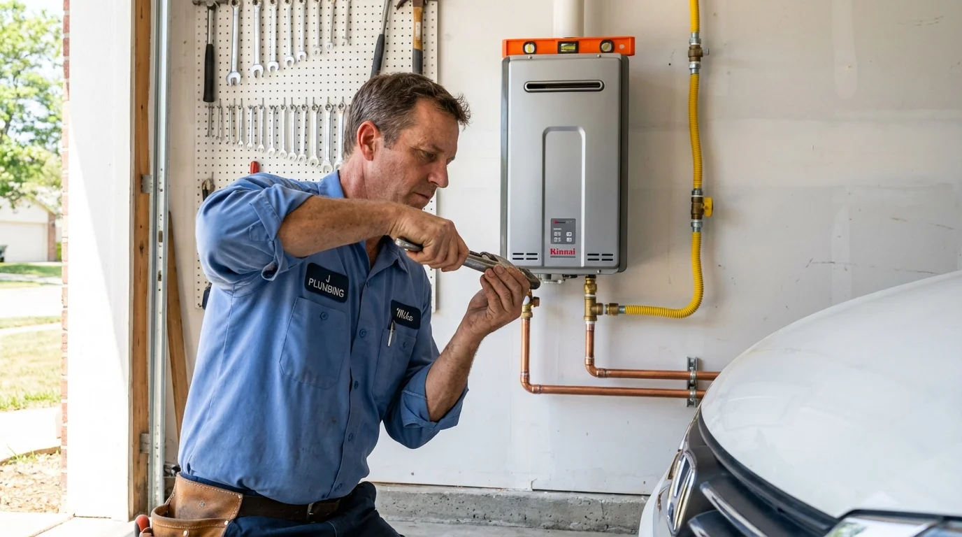 Tankless water heater installation by a Johns Plumbing LLC plumber in Frewsburg